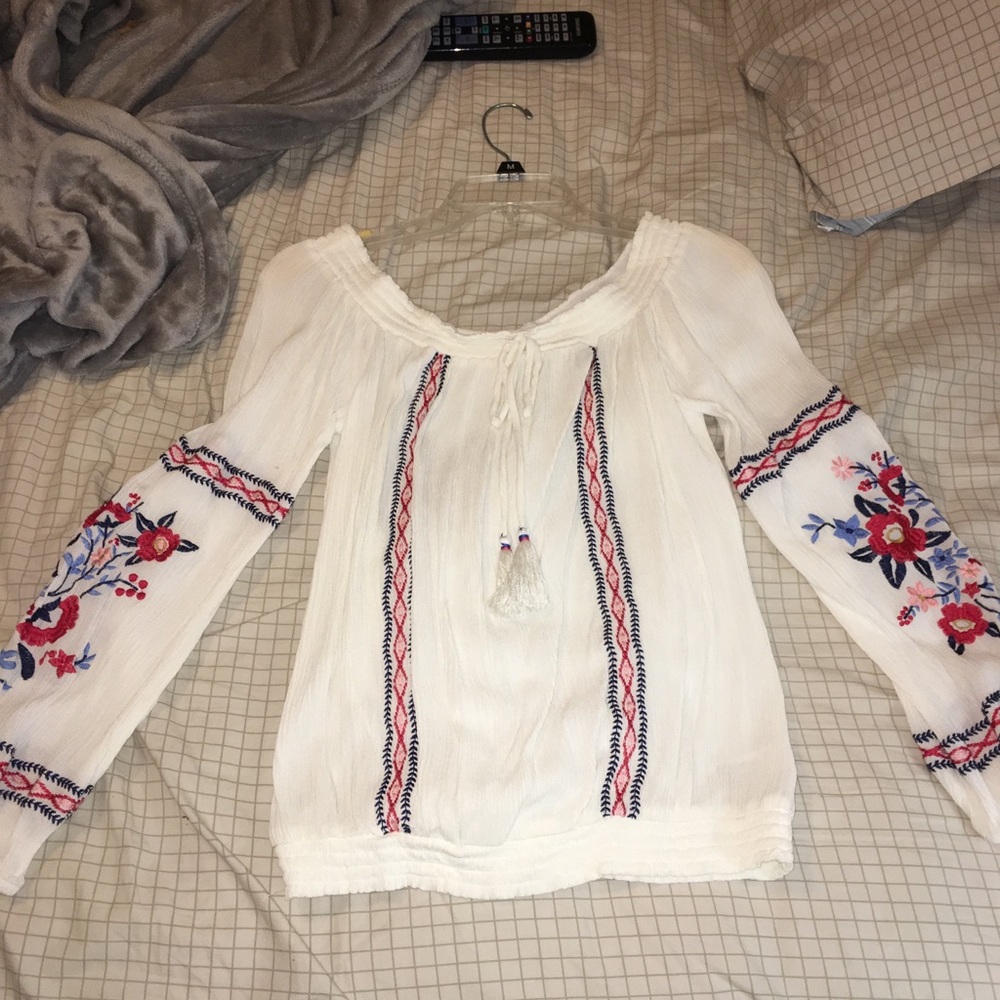 White & floral off the shoulder top
